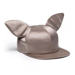 Warm grey Italian designer fitted cap with ears